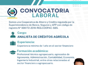 Convocatoria Laboral: Analista de Créditos Agrícola – COOPAC Credipangoa